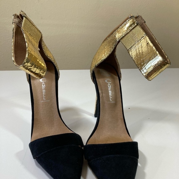 JEFFREY CAMPBELL black & gold ankle wrap pumps 7 - Picture 3 of 14